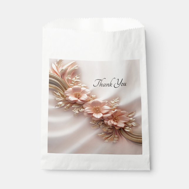 Elegante Orange Peach Floral Gevor Bag Geschenktütchen (Vorderseite)