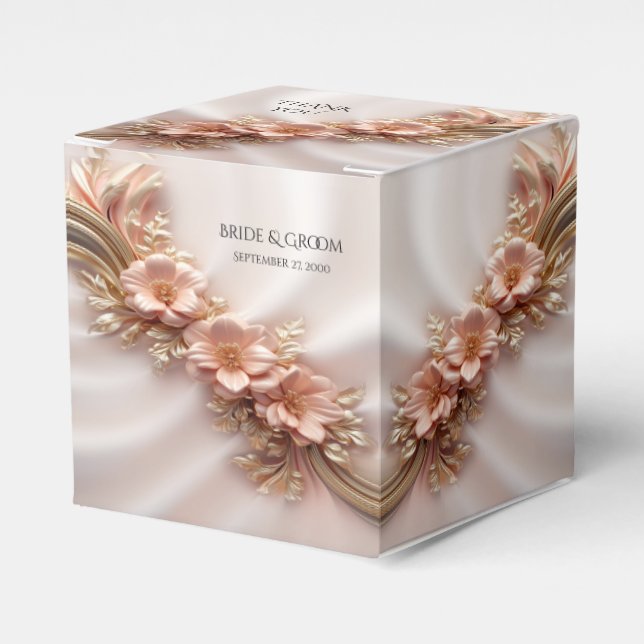 Elegante Orange Peach Floral Gevor Box Geschenkschachtel (Vorderseite)