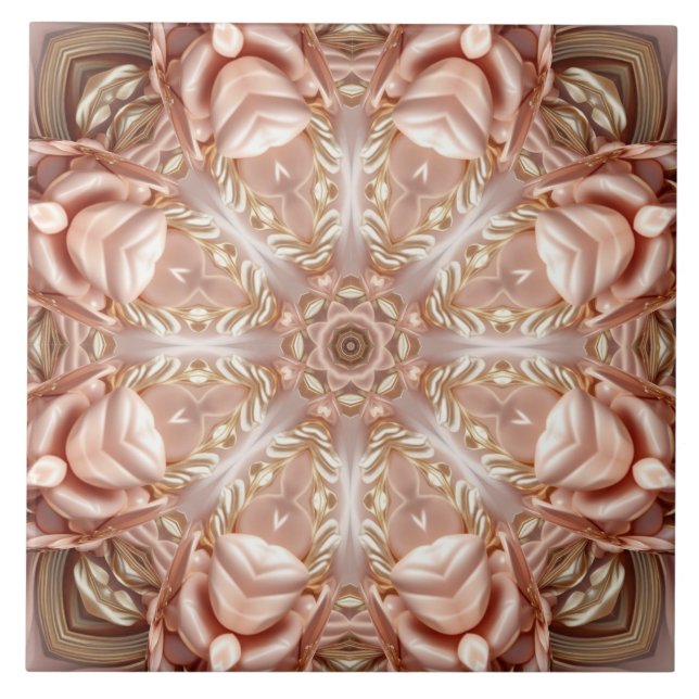 Elegante Orange Peach Floral Keramik Tile Fliese (Vorderseite)