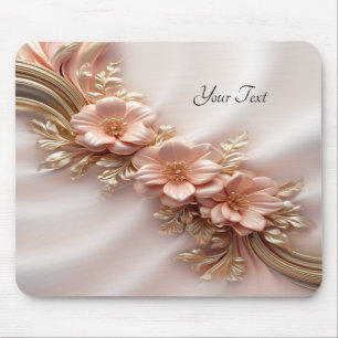 Elegante Orange Peach Floral Mousepad
