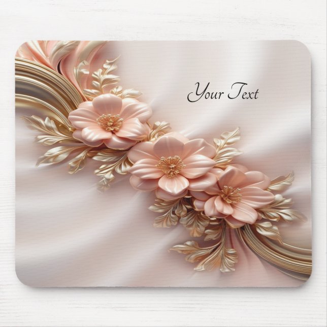 Elegante Orange Peach Floral Mousepad (Vorne)