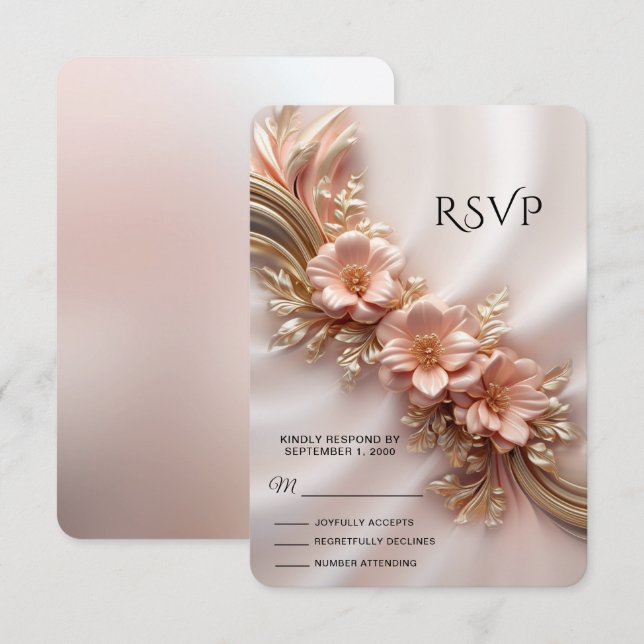 Elegante Orange Peach Floral RSVP Card (Vorne/Hinten)