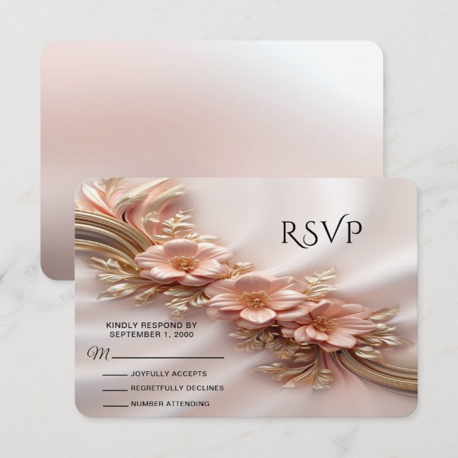 Elegante Orange Peach Floral RSVP Card (Vorne/Hinten)