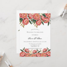 Elegante Orange Peony Painted Wedding Celebration