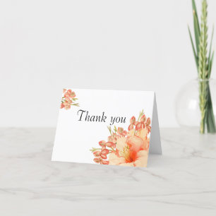 Elegante orange-pinke Blumen  Dankeskarte