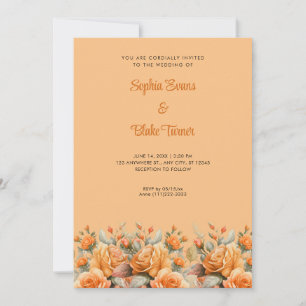 Elegante Orange Rose Garden Orange Wedding Einladung