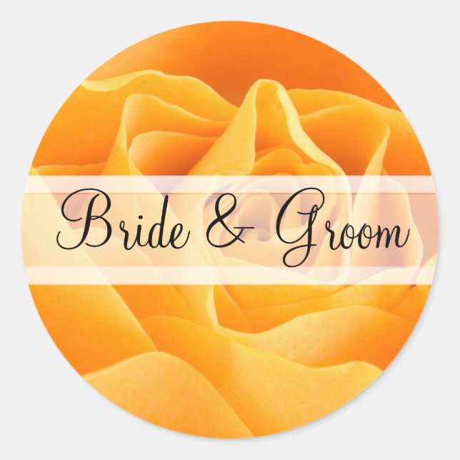 Elegante Orange Rose Wedding Stickers (Vorderseite)