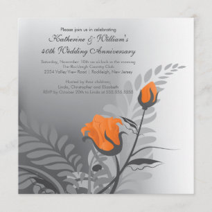Elegante Orange-Rosen-Hochzeitstag-Einladung Einladung