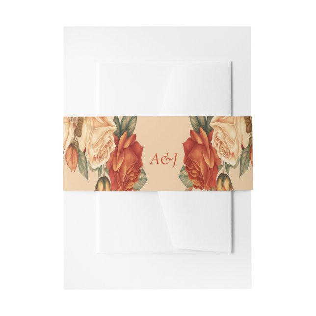 Elegante Orange Rustikale Rose Blumenhochzeit Einladungsbanderole (Vorderseite Beispiel)