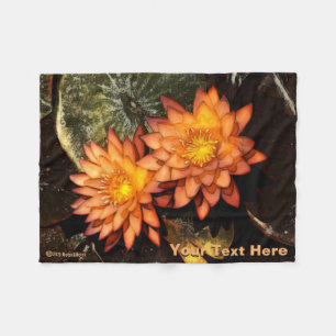 Elegante orange Seerosen Fleecedecke