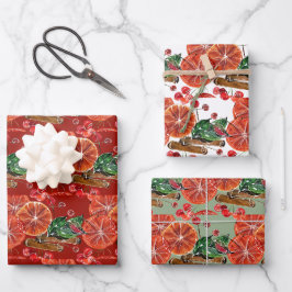 Elegante Orange Slices Cinnamon Sticks Geschenkpapier Set