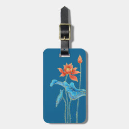 Elegante Orange- und Blue Lotus-Blume Gepäckanhänger