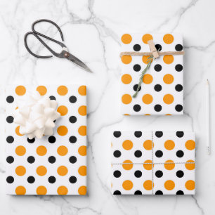 Elegante orange und schwarze Tupfen Geschenkpapier Set