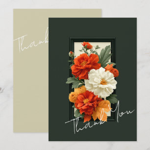 Elegante Orange- und weiße Blumenkunst Acryl-Kunst Dankeskarte