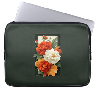 Elegante Orange- und weiße Blumenkunst Laptopschutzhülle