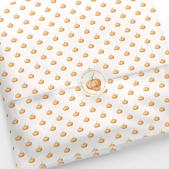 Elegante orange Wasserfarben-Kürbisse Herbst Seidenpapier (Elegant orange Watercolor pumpkin tissue paper for fall/ autumn or Thanksgiving. Pumpkin gift wrap.)