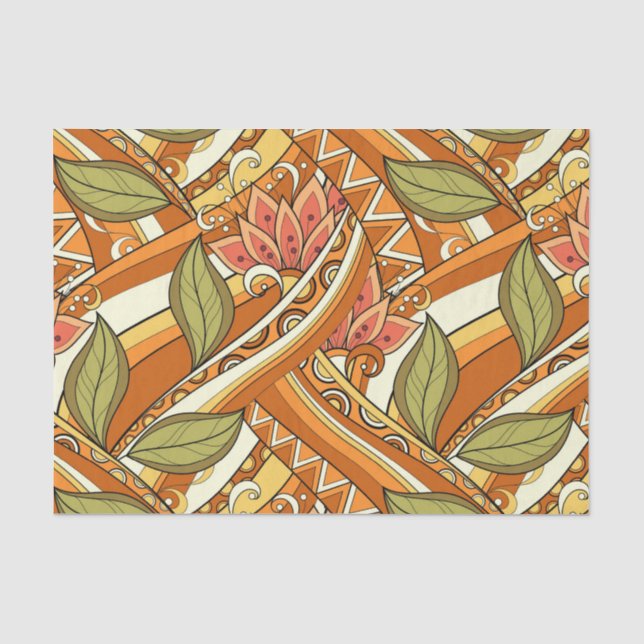 Elegante, orange weiße Blume und wirbeln Seidenpapier (Vorderseite)