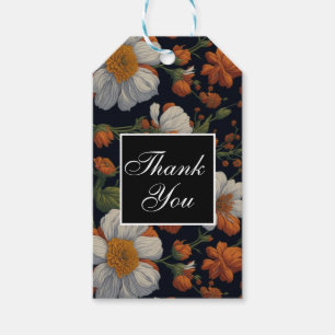 Elegante, orange weiße Retro-Blume Geschenkanhänger