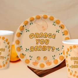 Elegante Orange You Ready Trendy Citrus Baby Dusch Pappteller