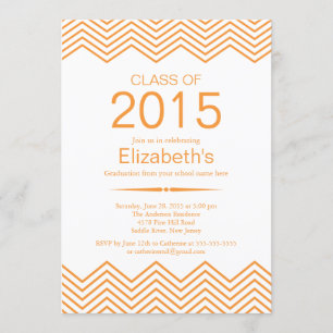 Elegante Orange Zickzack Graduation Party Einladun Einladung