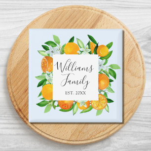 Elegante orangefarbene Früchte und Blumen Sommerbl Magnet