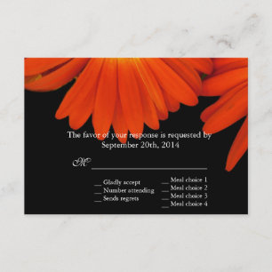 elegante orangefarbene Gerbera-Daisy-Blumen RSVP Karte