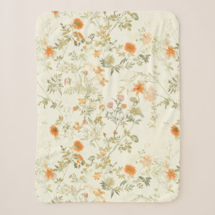 Elegante orangefarbene Wildblumen Aquarell Sherpadecke