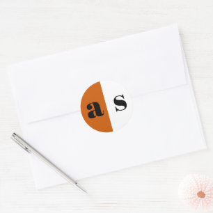 Elegante Orangen-Monogramm-Umschlag Aufkleber