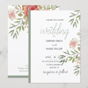 Elegante Orangen-Schimmer-Rosen Aquarell Einladung