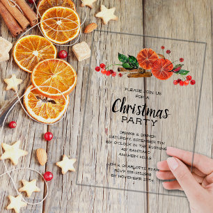 Elegante Orangenscheiben und Zimt Weihnachten Acryleinladungen