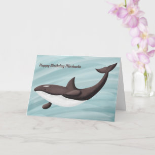 Elégante Orca Natation personnalisée Carte d'anniv