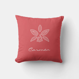 Elegante Orchid einfache Hot Red-Blume mit Namen Kissen