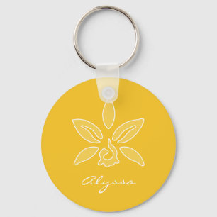 Elegante Orchid einfache, reiche, gelbe Blume mit  Schlüsselanhänger