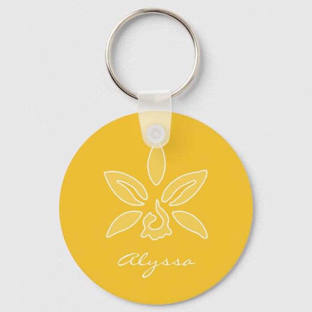 Elegante Orchid einfache, reiche, gelbe Blume mit  Schlüsselanhänger (Vorderseite)
