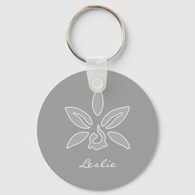 Elegante Orchid einfache, reiche graue Blume mit N Schlüsselanhänger (Vorderseite)