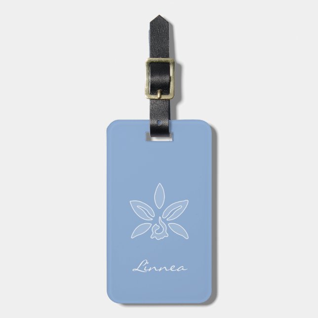 Elegante Orchid Einfaches Pulver Blaue Blume mit N Gepäckanhänger (Vorderseite vertikal)