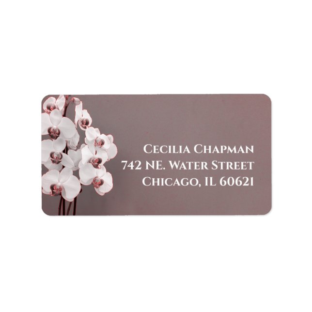 Elegante Orchid Floral Personalisierte Rücksendead Adressaufkleber (Vorne)