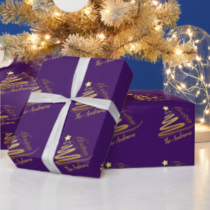 Elegante Orchid Lila Gold Foil Geschenkpapier