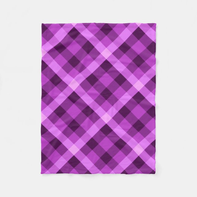 Elegante Orchid Lila Kariertes Fleece Blanket (Vorderseite)