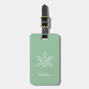 Elegante Orchid Simple Spring Green Blume und Name Gepäckanhänger