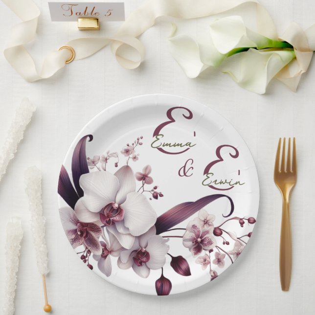 Elegante Orchid Wedding Paper Plate Pappteller (Hochzeit)