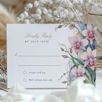 Elegante Orchid Wedding RSVP Card Pastel
