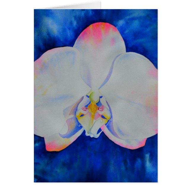 Elégante orchidée florale blanche rose aquarelle (Devant)