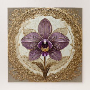 Elegante Orchidee in aufwendigem goldenem Rahmen