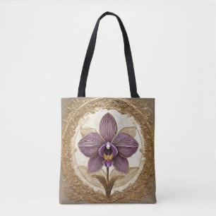 Elegante Orchidee in aufwendigem goldenen Rahmen Tasche
