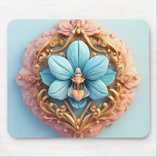 Elegante Orchidee in komplizierter Goldener Rahmen Mousepad