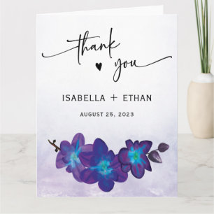 Elegante Orchidee in Lila-Blau zur Hochzeit - Dank Dankeskarte