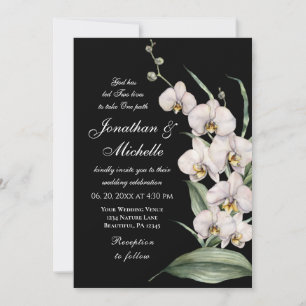 Elegante Orchideen auf Christlicher Schwarzer Hoch Einladung