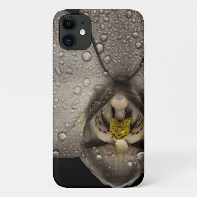 Elegante Orchideen-Blume, grau Case-Mate iPhone Hülle (Rückseite)