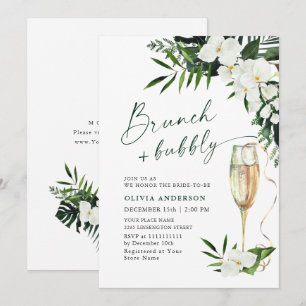 Elegante Orchideen Bohemisch BRUNCH & BUBBLY Einladung